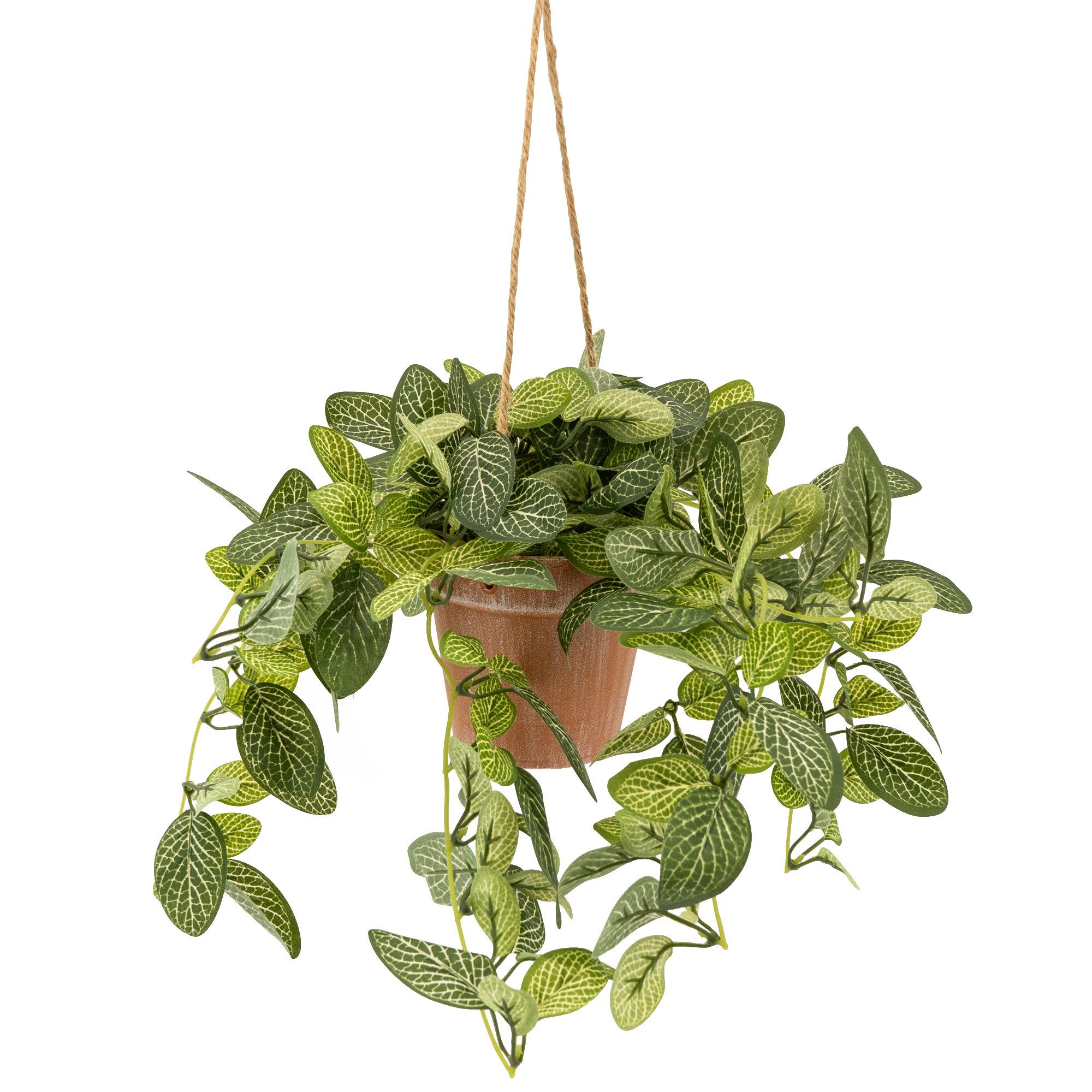 Candlelight Trailing plant Green 17cm Plant Pot with artificial plant in Terracotta Hanging trailing Melamine Pot