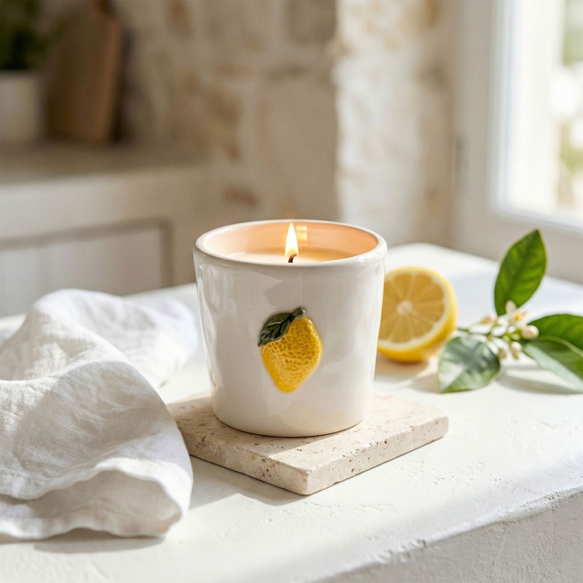 Candlelight White & Yellow Lemon Small Jar candle