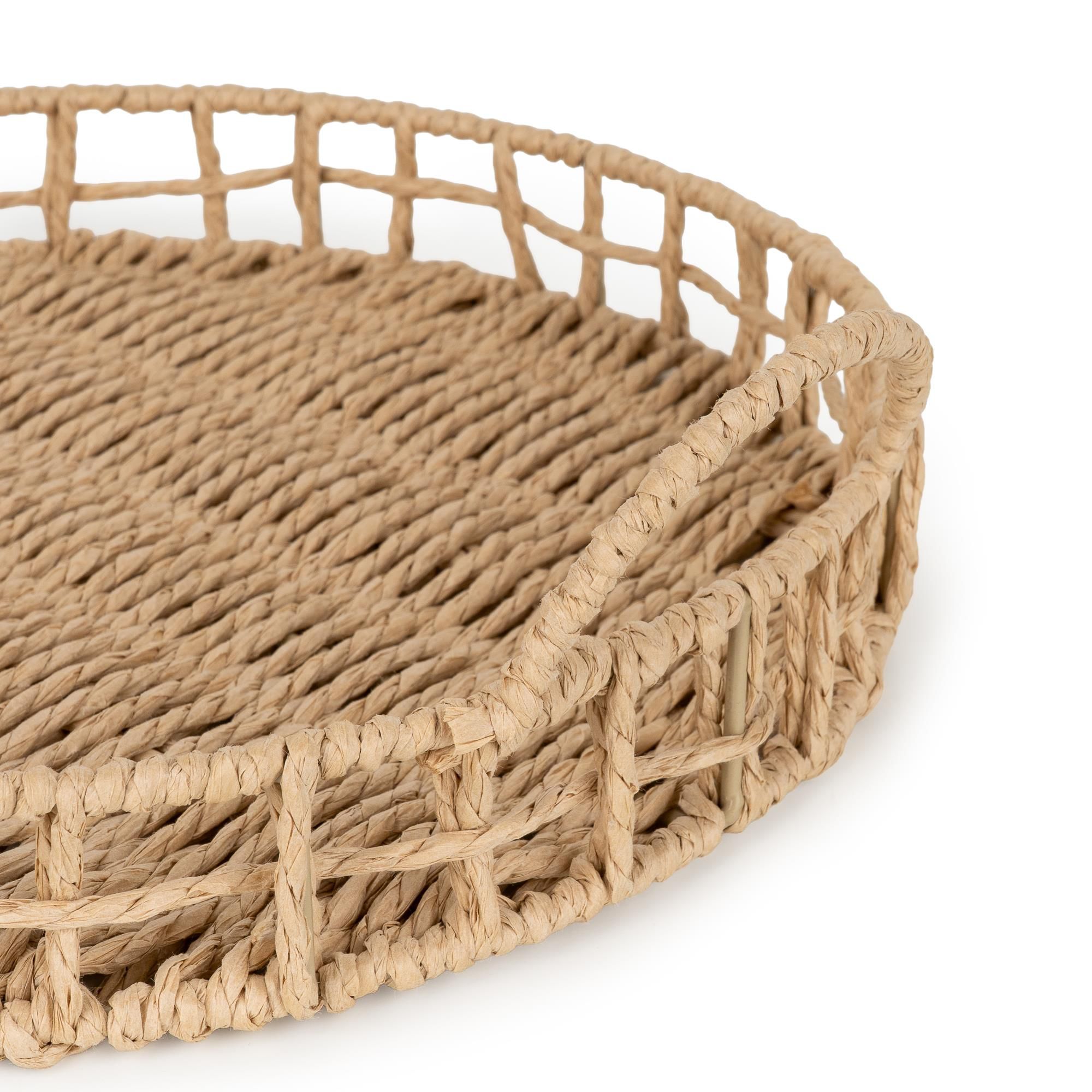 Candlelight Wicker Woven Circular Rattan Tray