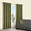 Candra Green Herringbone Lined Eyelet Curtains (W)167cm (L)183cm, Pair
