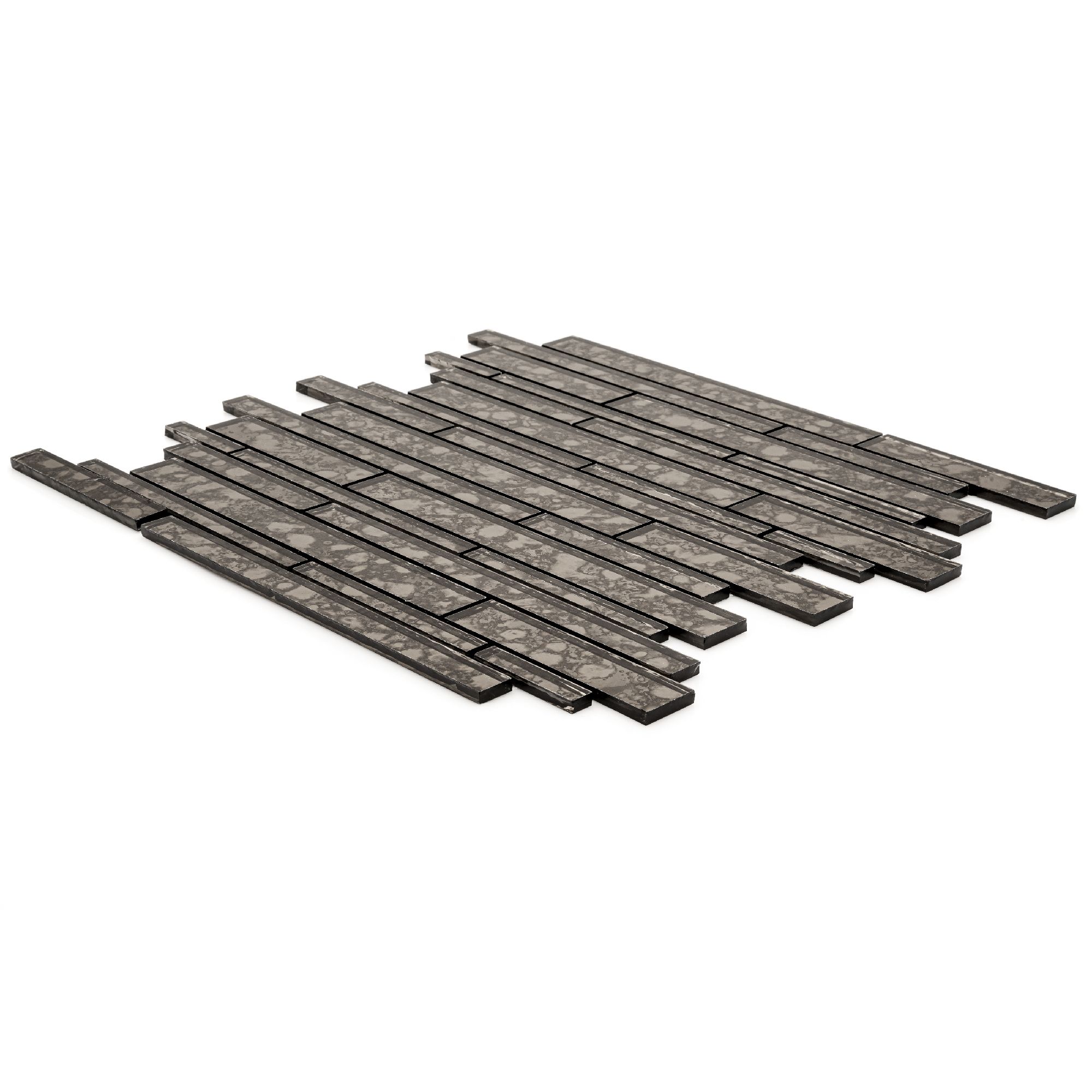 Cannes Polished Gloss Antique mirror effect Linear Glass Mosaic tile, (L)300mm (W)335mm