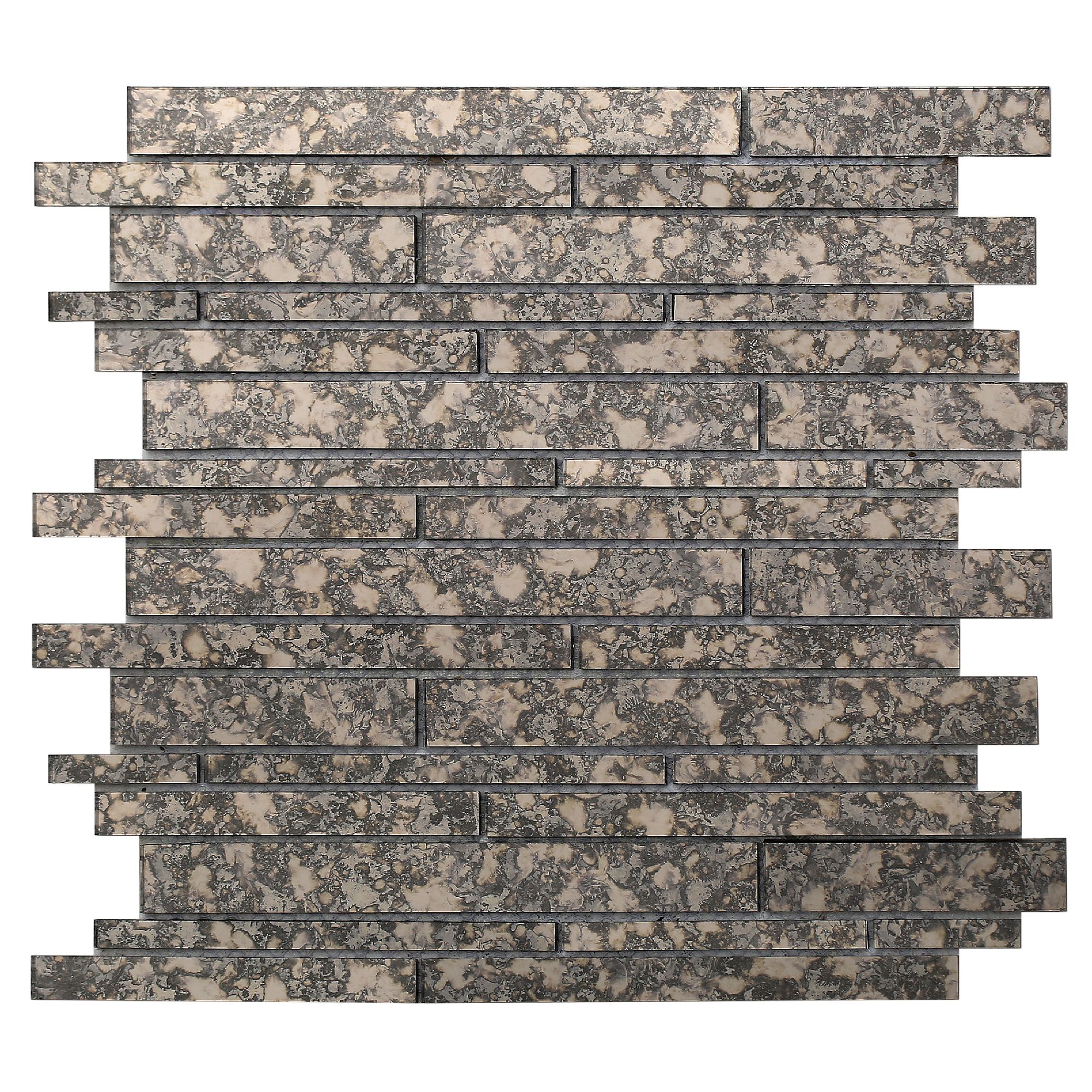 Cannes Polished Gloss Antique mirror effect Linear Glass Mosaic tile, (L)300mm (W)335mm