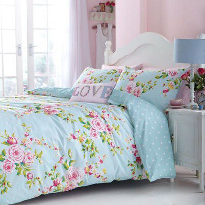 Canterbury Rose floral Blue Double Bedding set