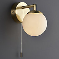 Cap Brushed Gold effect Bathroom Wall light