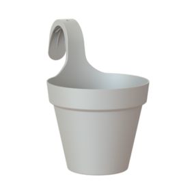 Capri Light Grey Polypropylene (PP) plain Round Balcony plant pot (Dia)20cm