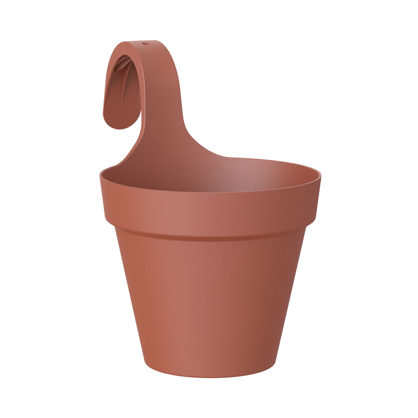 Capri Matt Terracotta Polypropylene plain Round Balcony plant pot (Dia) 20cm, (H)28cm, 3.5L