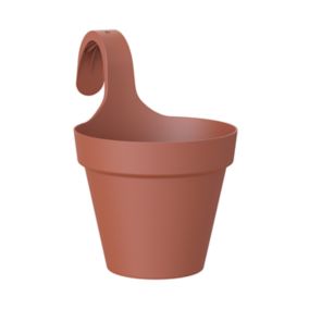 Capri Matt Terracotta Polypropylene plain Round Balcony plant pot (Dia) 20cm, (H)28cm, 3.5L