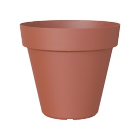 Capri Matt Terracotta Polypropylene plain Round Plant pot (Dia) 20cm, (H)18.9cm, 4L