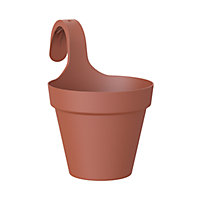 Capri Terracotta Polypropylene (PP) plain Round Balcony plant pot (Dia)20cm