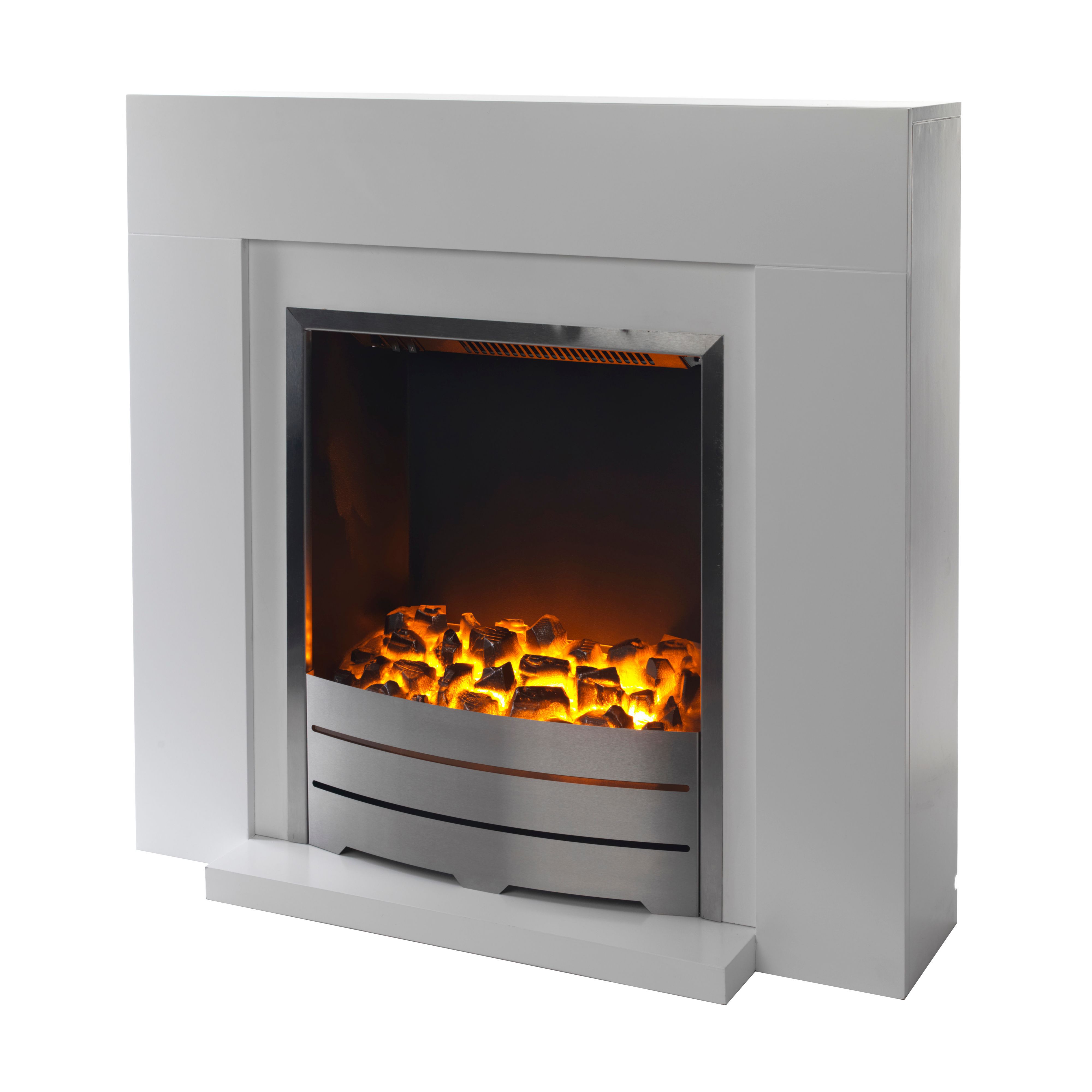 Caprice White Stone effect Electric fire suite