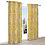 Carabelle Yellow Floral Lined Eyelet Curtains (W)167cm (L)228cm, Pair