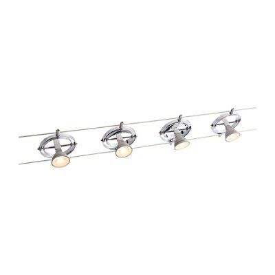 Cardan Gloss Silver & white Chrome effect Mains-powered 4 lamp Suspended spotlight