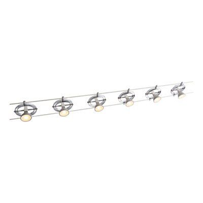 Cardan Gloss Silver & white Chrome effect Mains-powered 6 lamp Suspended spotlight
