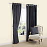 Carina Charcoal Plain Lined Eyelet Curtains (W)167cm (L)228cm, Pair