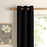 Carina Charcoal Plain Lined Eyelet Curtains (W)228cm (L)228cm, Pair