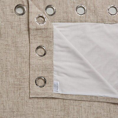 Carina Ecru & Seine Plain Lined Eyelet Curtains (W)117cm (L)137cm, Pair ...