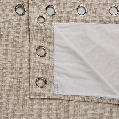 Carina Ecru & seine Plain Lined Eyelet Curtains (W)117cm (L)137cm, Pair