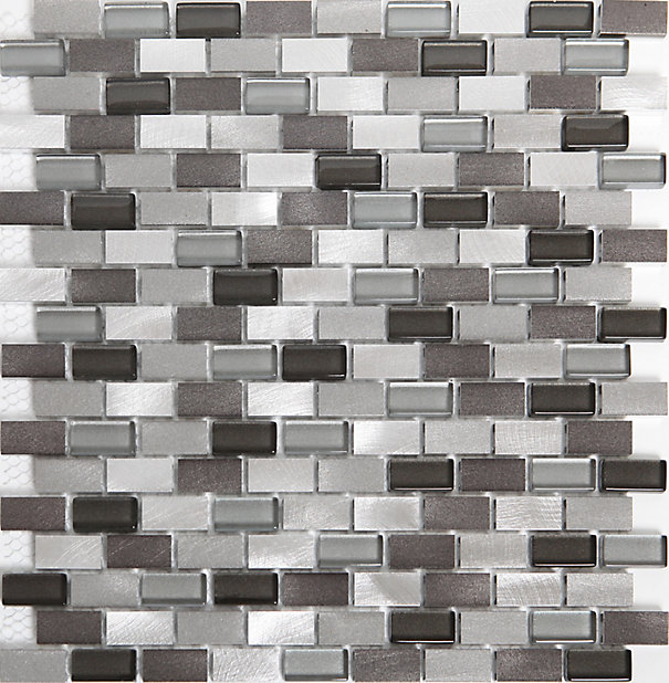 Carini Grey Aluminium Mosaic Tile L, Gray Mosaic Tile