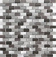 Carini Grey Gloss Aluminium Mosaic tile, (L)304mm (W)292mm