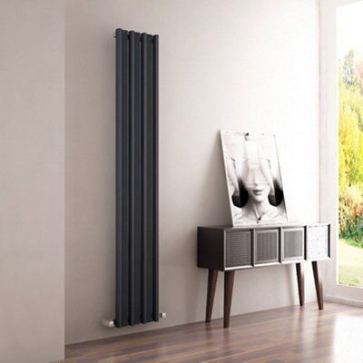 Carisa Barkod Anthracite Vertical Designer Radiator, (W)290mm x (H)1800mm