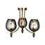 Carla Glass & steel Antique brass effect 3 Lamp LED Ceiling light