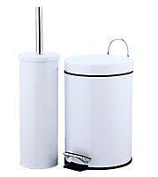 Carla White Pedal bin & toilet brush