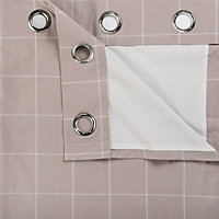 Carlena Brown & cream Check Lined Eyelet Curtains (W)117cm (L)137cm, Pair