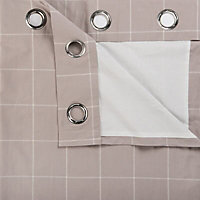 Carlena Brown & cream Check Lined Eyelet Curtains (W)167cm (L)228cm, Pair
