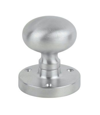 Carlisle Brass Satin Chrome effect Mushroom Door knob (Dia)61mm, Pack of 2