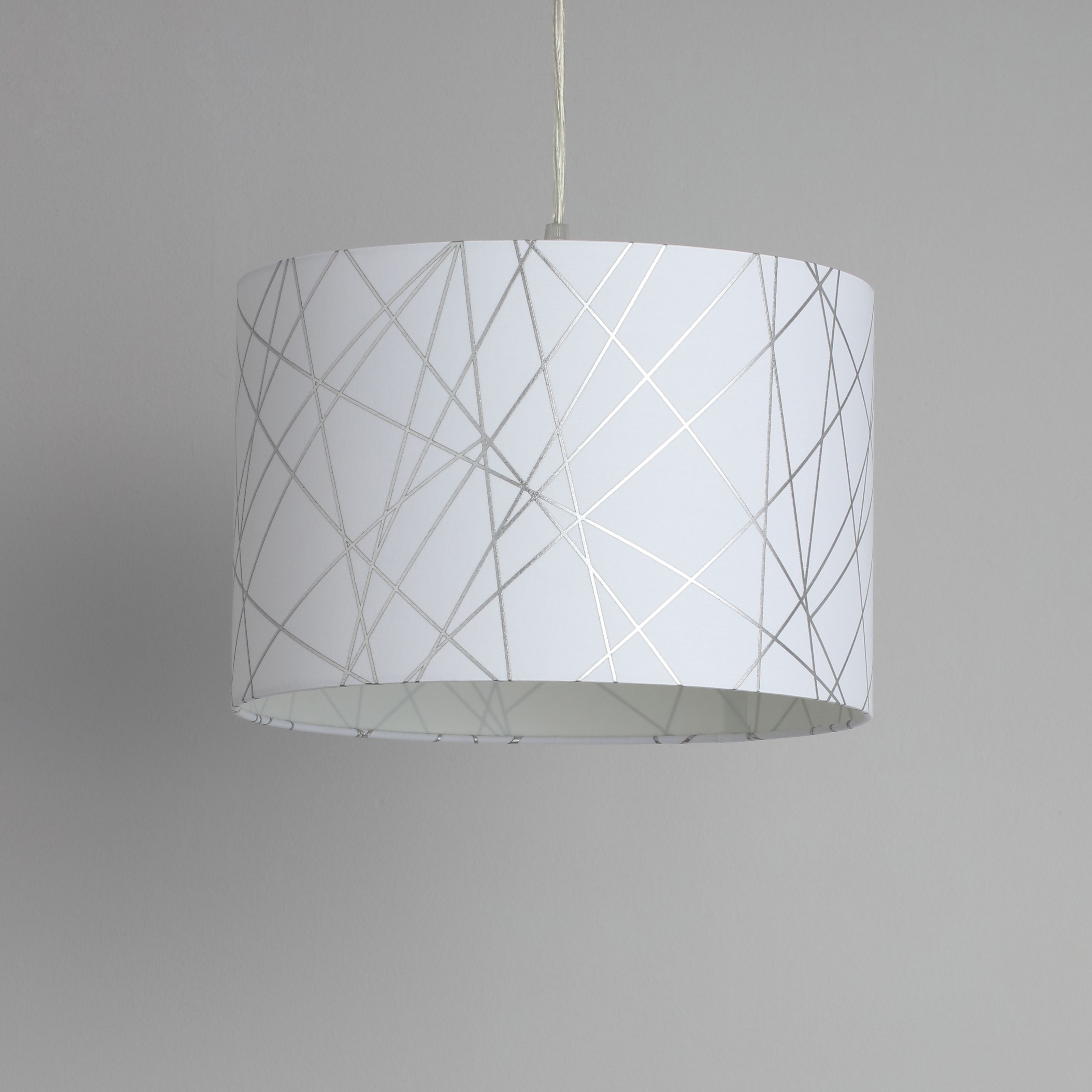 Carme White Silver effect Drum Light shade (D)30cm