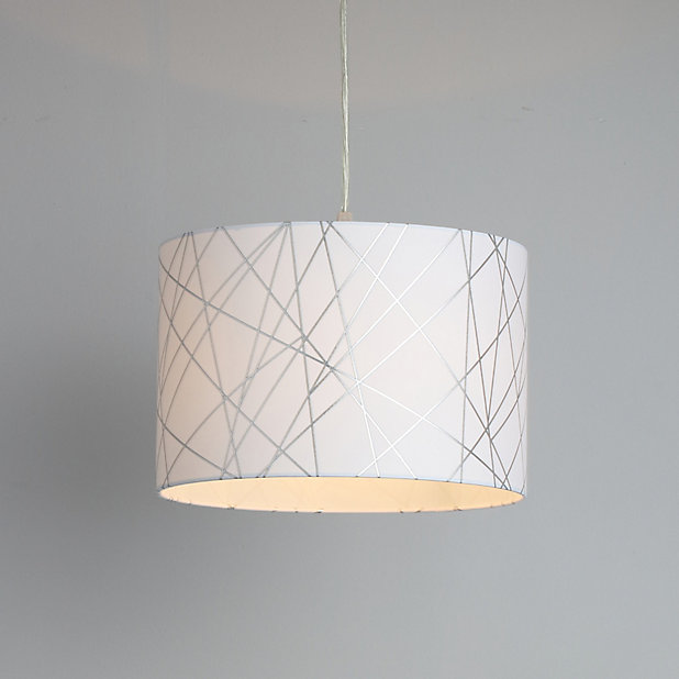 Carme White Silver Effect Drum Shade, What Is A Drum Style Lamp Shade