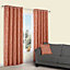 Carminda Orange Leaves Lined Eyelet Curtains (W)117cm (L)137cm, Pair