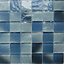 Carnival Blue & white Gloss Square Glass Mosaic tile, (L)300mm (W)300mm