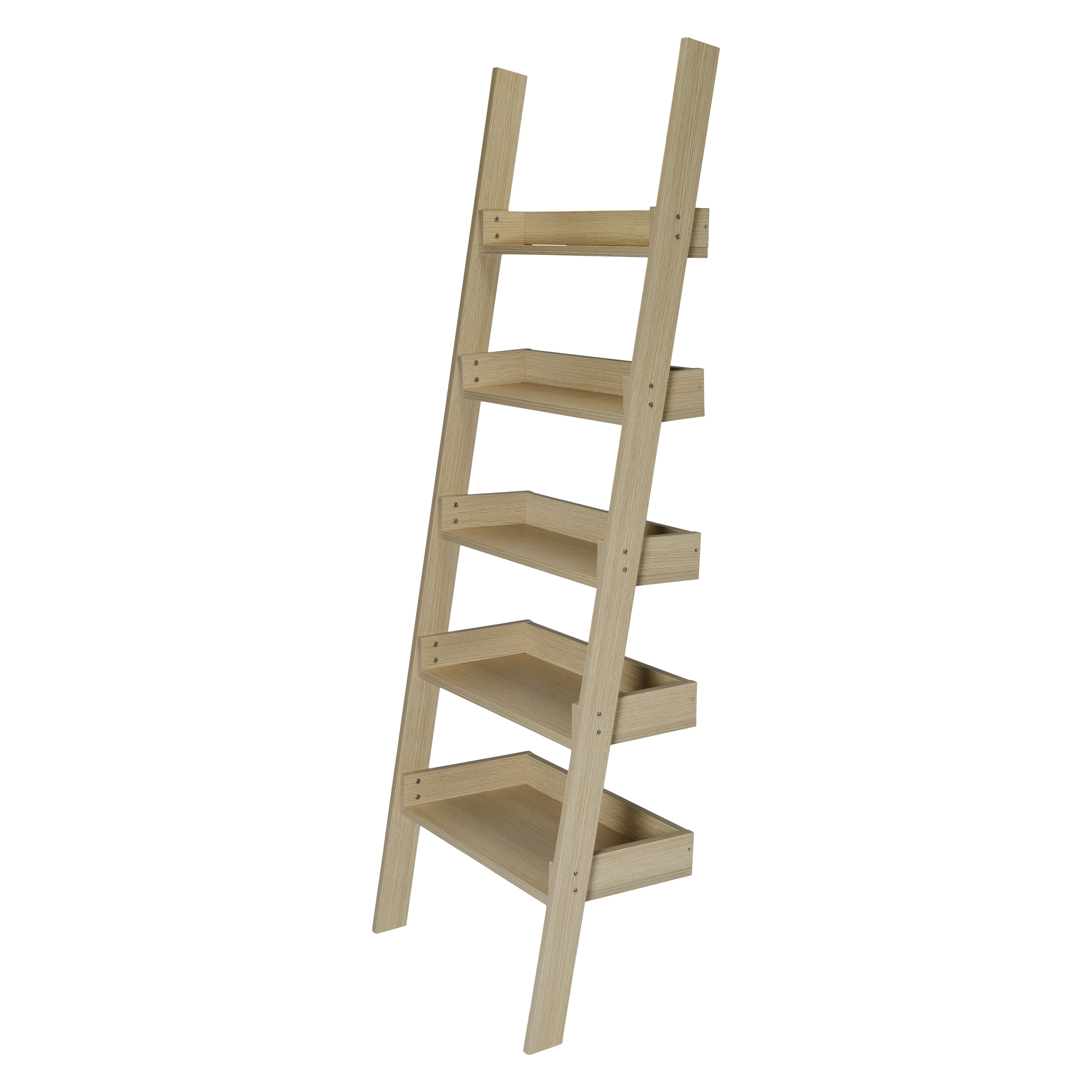 Carnon Oak effect 5 Shelf Freestanding Ladder bookcase (H)1700mm (W)600mm (D)350mm DIY at B&Q