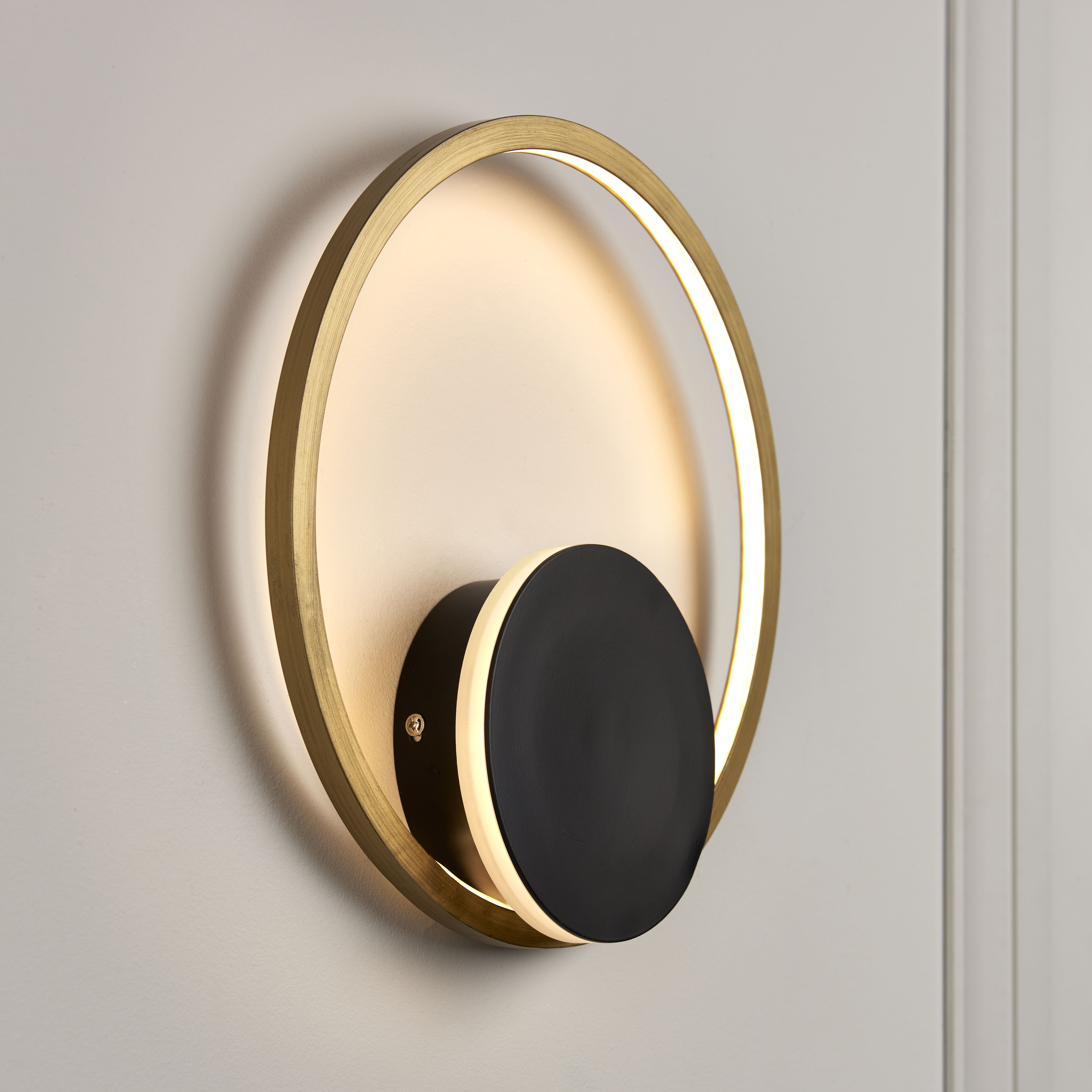 Caro Satin gold effect Wired LED Wall light | DIY at B&Q