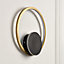 Caro Satin gold effect Wired LED Wall light