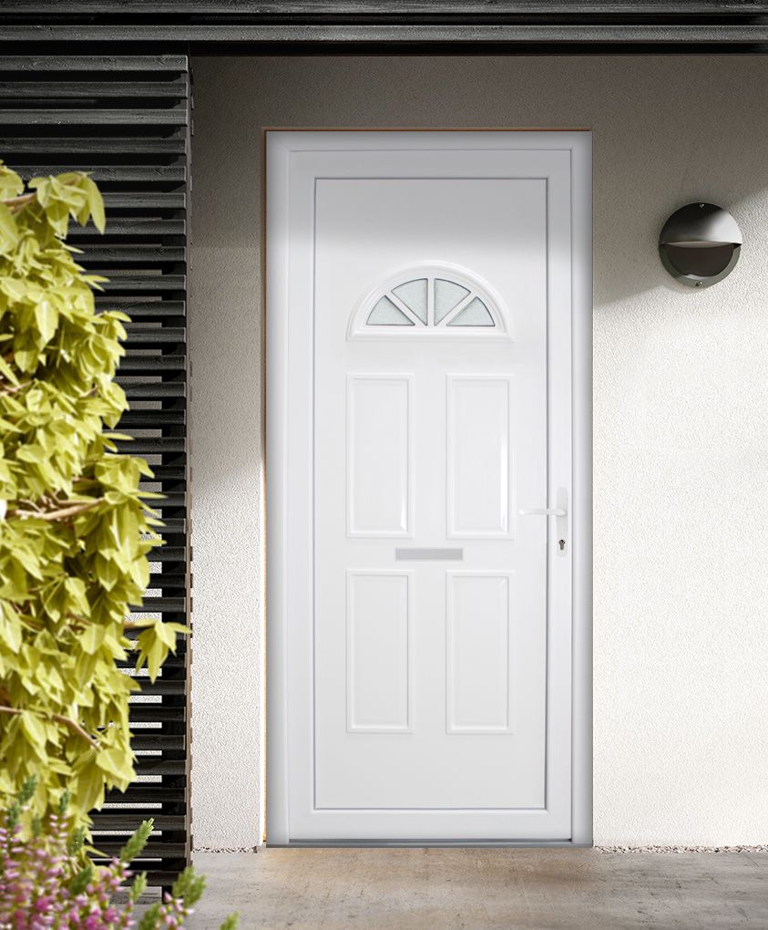 Carolina Frosted Glazed White LH External Front Door set, (H)2055mm (W)920mm