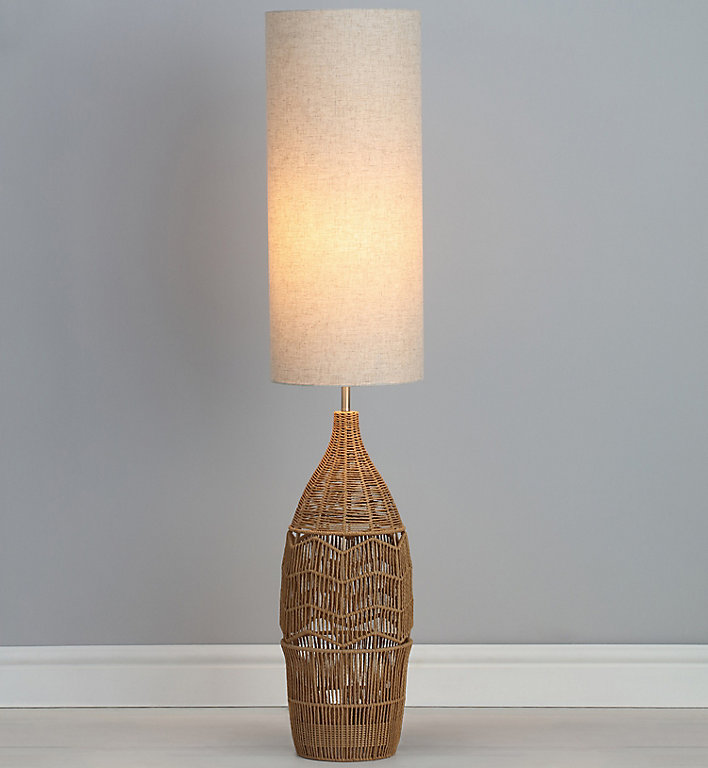 Carpo Rattan Floor Light Diy At B Q, Weathered Wooden Floor Lamp With Shelving Unit