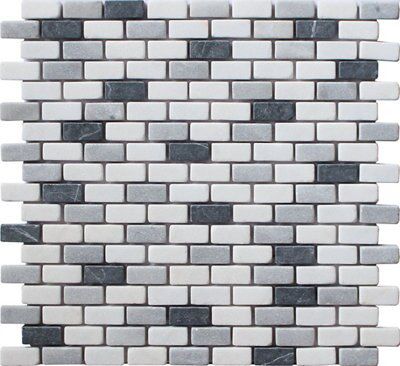 Carrera Grey & white Marble Wall Mosaic tile sheet Sample | DIY at B&Q