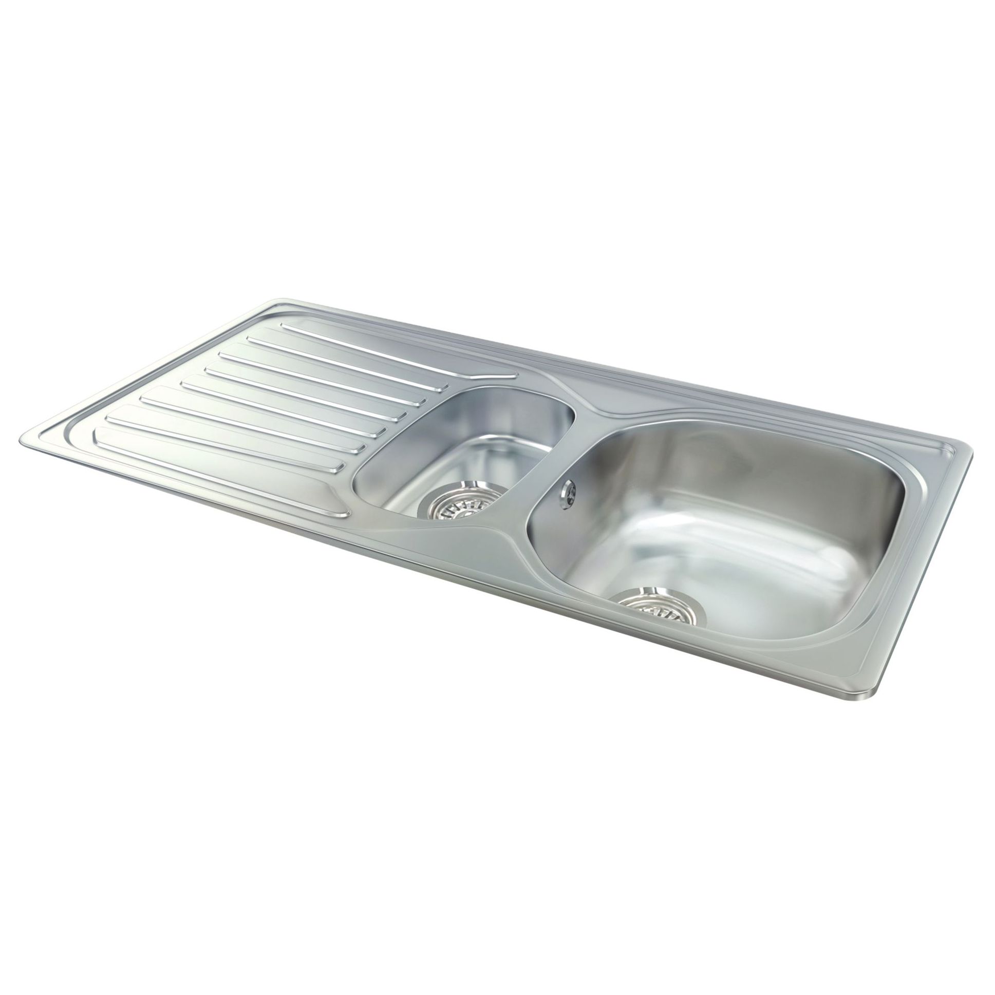Carron Phoenix Stainless steel 1.5 Bowl Kitchen sink 965mm x 965mm
