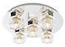 Cascade Apsley Classic Brushed Glass & metal Chrome effect 5 Lamp Bathroom Ceiling light