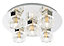 Cascade Apsley Classic Brushed Glass & metal Chrome effect 5 Lamp Bathroom Ceiling light