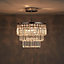 Cascade Bargo Brushed Glass & metal Chrome effect 3 Lamp Ceiling light