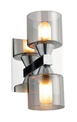 Cascade Cobark Minimalist Clear Double Bathroom wall light | DIY at B&Q