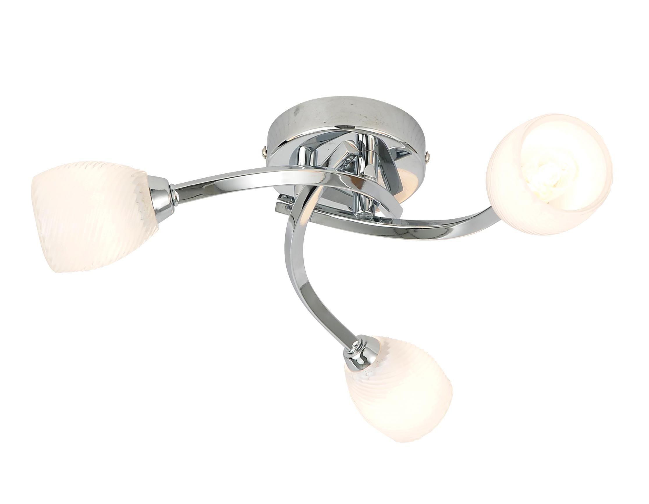 Cascade Kalang Brushed Glass & metal Chrome effect 3 Lamp Bathroom Ceiling light