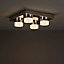 Cascade Meroo Brushed Acrylic & steel Chrome effect 4 Lamp Bathroom Ceiling light