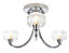 Cascade Orara Classic Brushed Glass & metal Chrome effect 3 Lamp Bathroom Ceiling light
