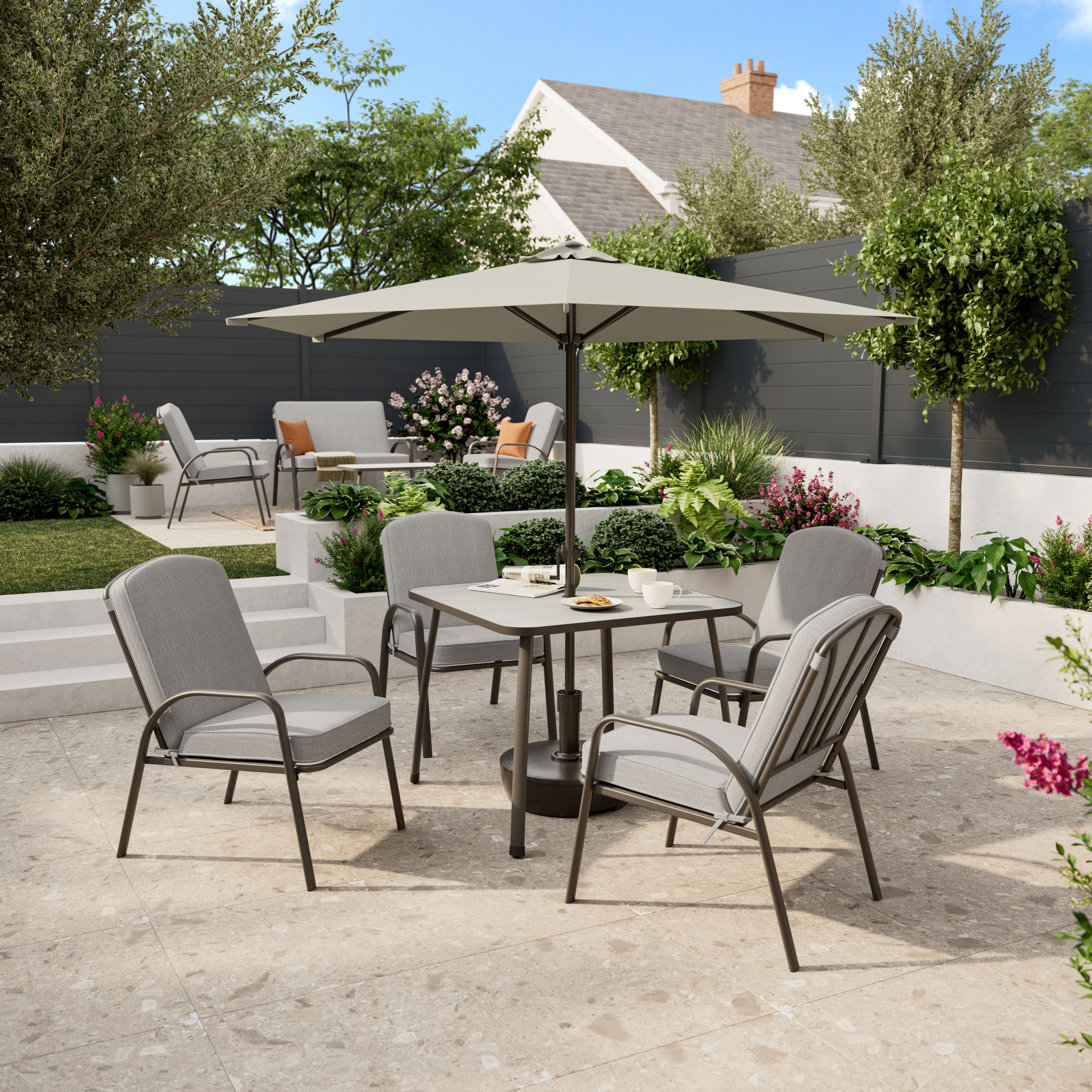 Casima Grey Metal 4 seater Dining set