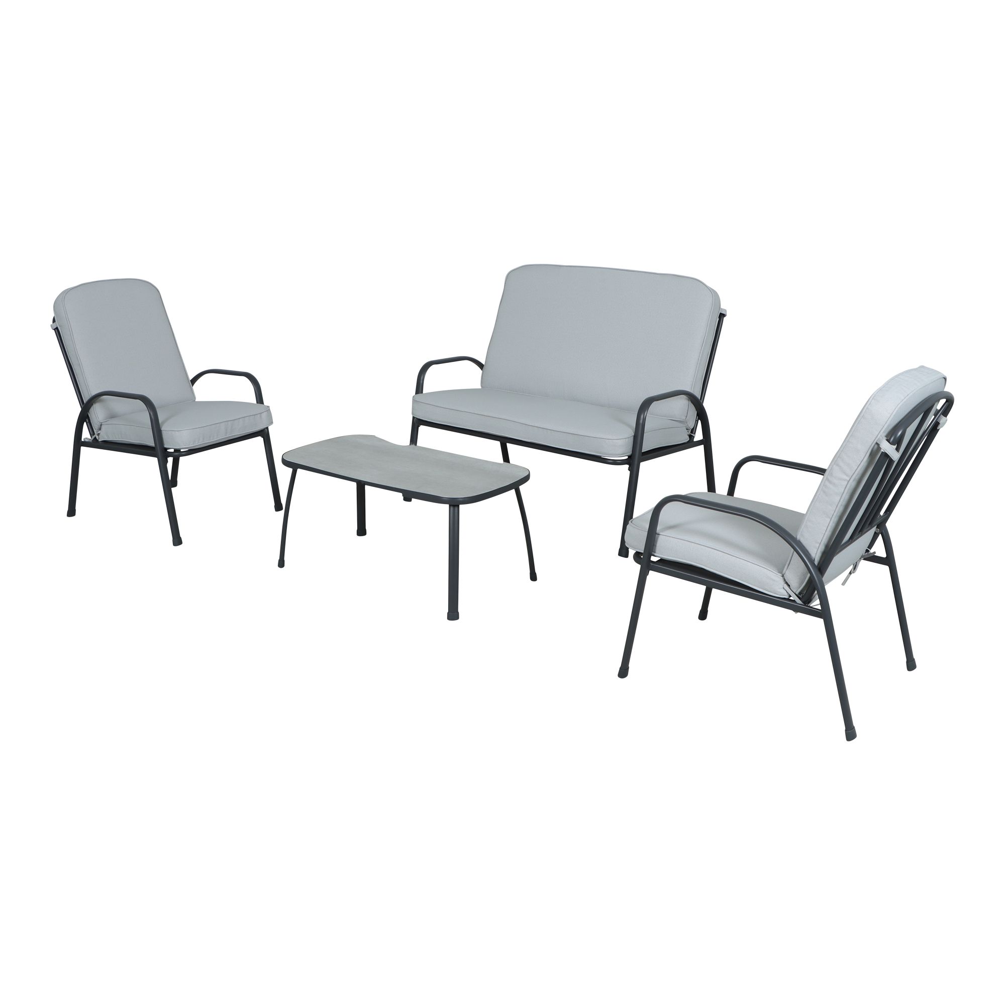 Casima Matt Grey Metal 4 Seater Coffee set