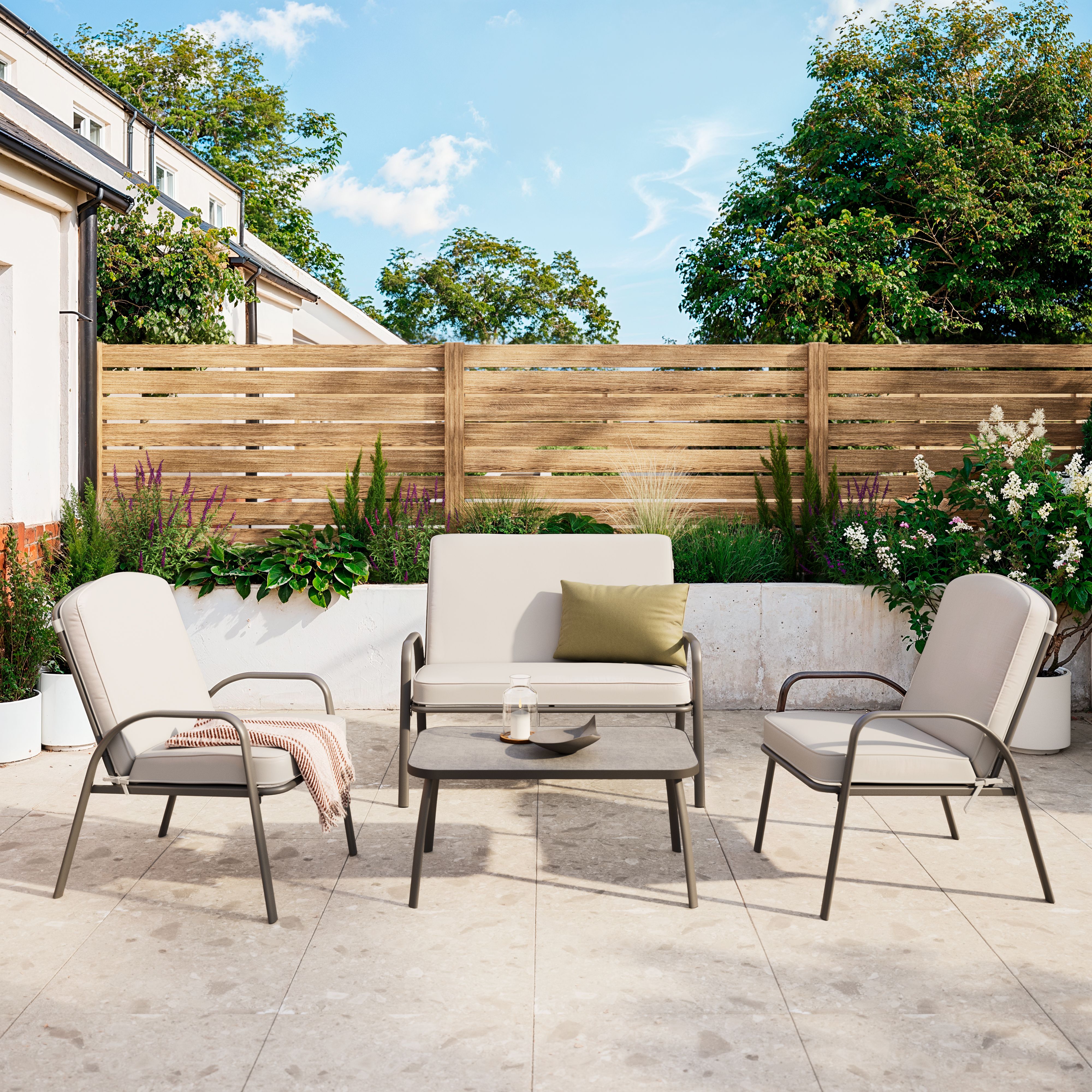 Casima Matt Grey Metal 4 Seater Coffee set
